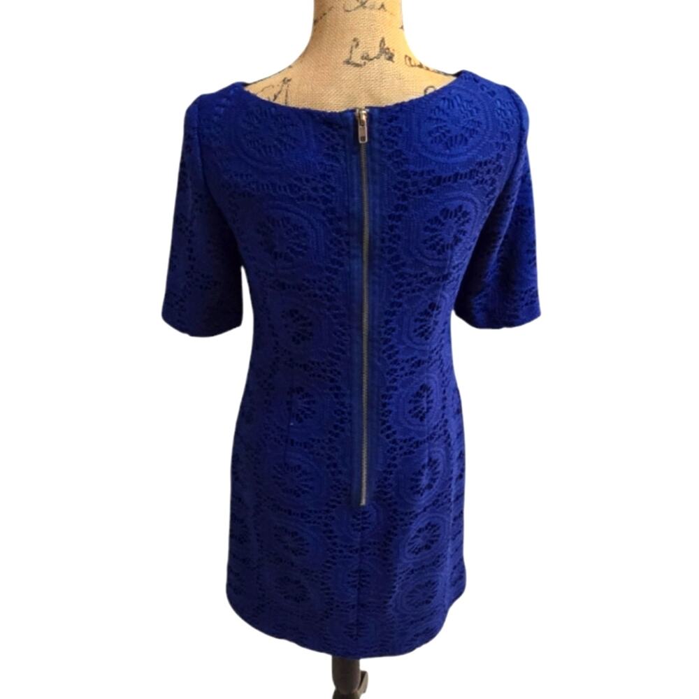 Adrianna Papell Royal‎ Blue Lace Overlay Sheath Dress Size 4 - Picture 4 of 8
